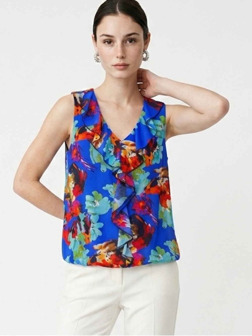 Cupio x Anthropologie Floral Sleeveless Blouse. Medium     LTOP193